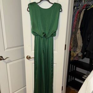 Emerald Green Silk Sleeveless Jumpsuit